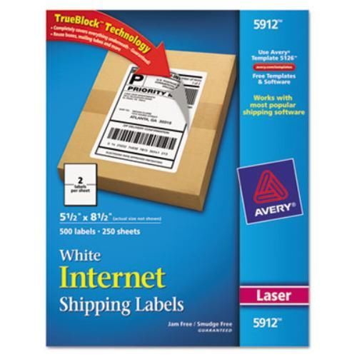 Avery laser printer internet shipping labels - 5.50&#034; width x 8.50&#034; length (5912) for sale