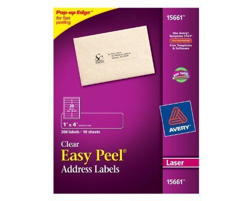 Avery easy peel mailing label - 1&#034; width x 4&#034; length - 200 / pack - (15661) for sale