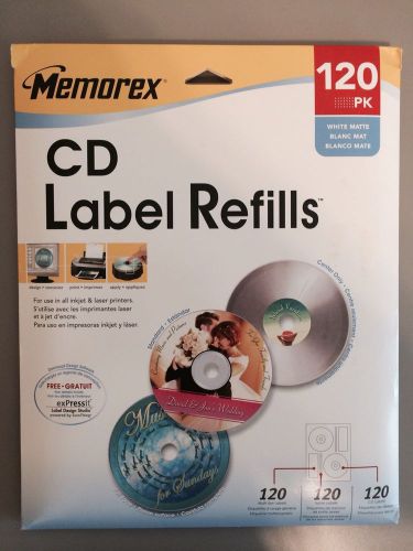 Sealed Memorex CD Label Refills 120pk White Matte