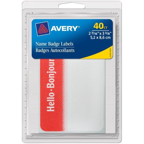 Avery Name Badge Label - 2.34&#034; Width X 3.38&#034; Length - 25 / Pack - (ave06175)