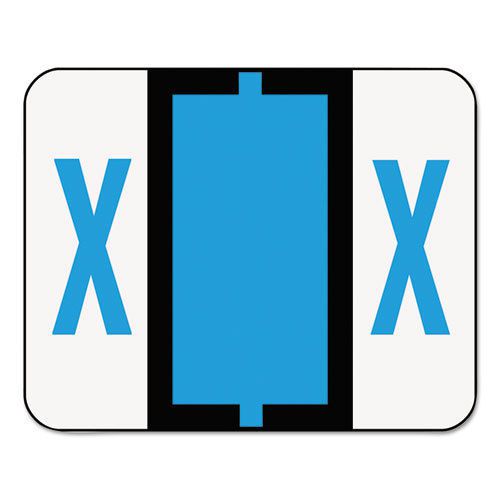 A-Z Color-Coded Bar-Style End Tab Labels, Letter X, Blue, 500/Roll
