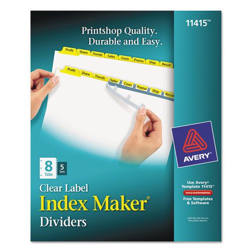 Index Maker Divider w/Color Tabs, Yellow 8-Tab, Letter, 5 Sets/Pack