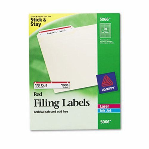 Avery Self-Adhesive File Folder Labels, White, Red Border, 1500/Box (AVE5066)