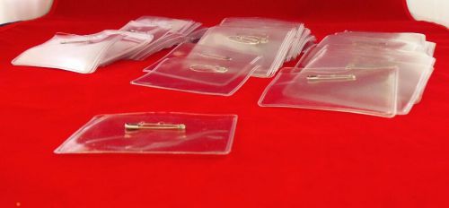 100 Safety Pin Name ID Badge Holder Tags - 3-3/4&#034; x 2-3/4&#034; -  #90662 - Clear NEW