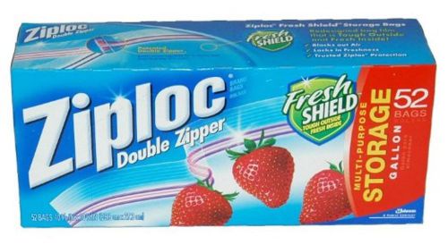 Ziplock storage bags gallon 52 count family size smart zip seal leftovers for sale