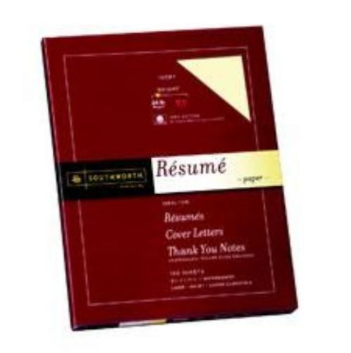 Southworth Resume Paper 100% Cotton 24lb Ivory with Instruction Guide 100 Count