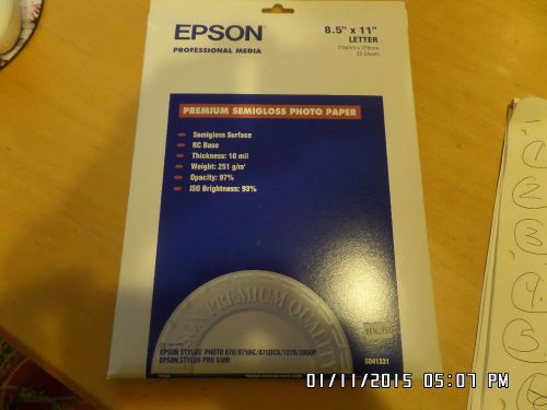 epson professional media semigloss paper S041331 8.5&#034; X 11&#034; 20 sheets new in box