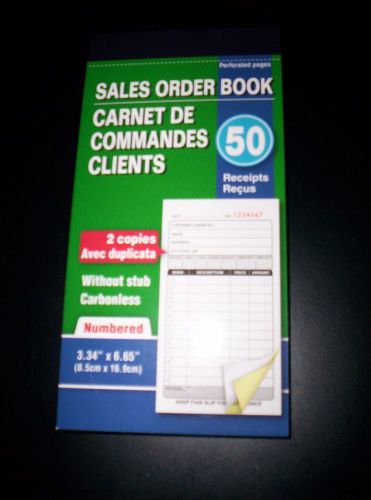 Sales Order Book/Receipt Book~50 Duplicate Forms~Carbonless~Numbered~&#034;3.34+6.65&#034;