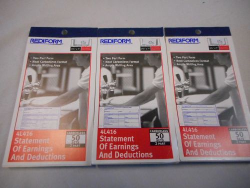 REDIFORM 4L416 Statement of Earnings &amp; Deductions Forms - Set of 3 pads