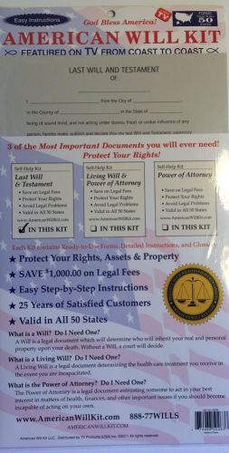 American Will Kit Easy Valid in all 50 States Last Will and Testament