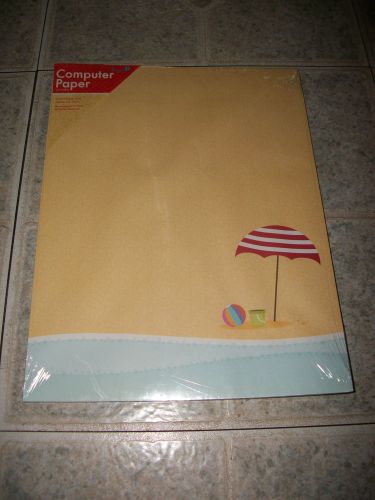 *NEW IN PACKAGE* ~COMPUTER BEACH PAPER FOR PRINTER 30 SHEETS OCEAN,BALL, UMBRE~