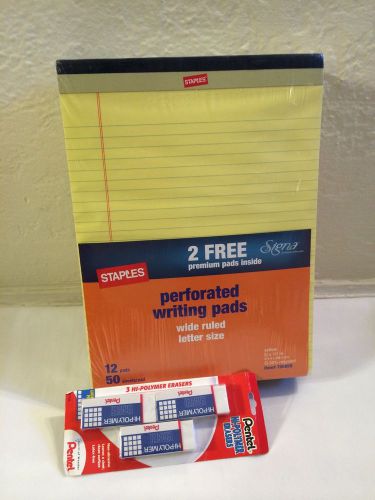 STAPLES PERFORATED PREMIUM WRITING PADS LETTER SIZE 81/2 X 113/4 IN. 12 PADS NEW