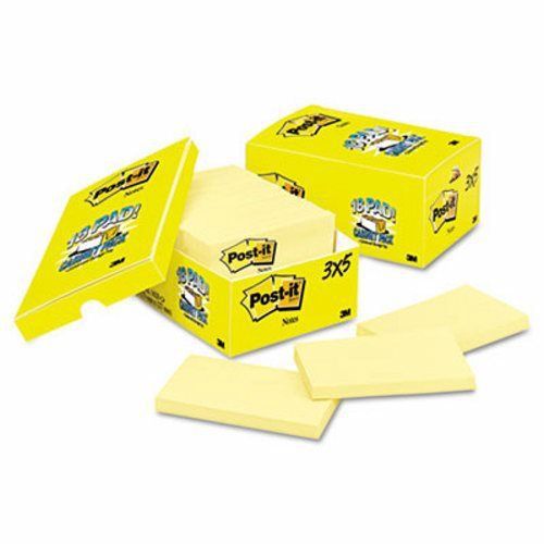 Post-it Notes Cabinet Pack, 3 x 5, Yellow, 18 90-Sheet Pads/Pack (MMM65518CP)