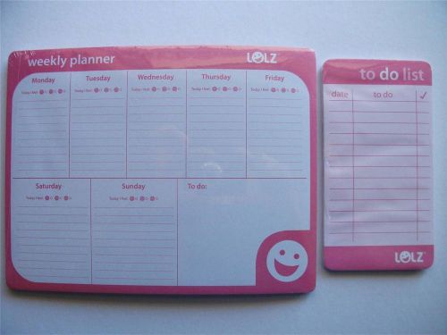 Weekly Planner Organiser Note Pad 52 Sheets &amp; To Do List Writing Pad Pink 50 Pgs