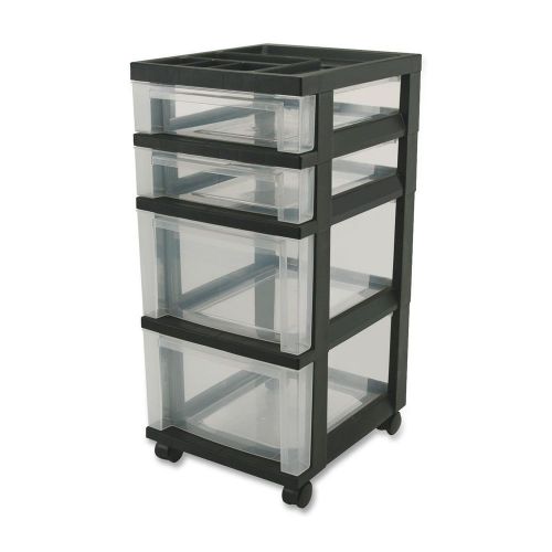 Rolling 4-Drawer Cart with Organizer Top and Casters, Black w/ Free Shipping