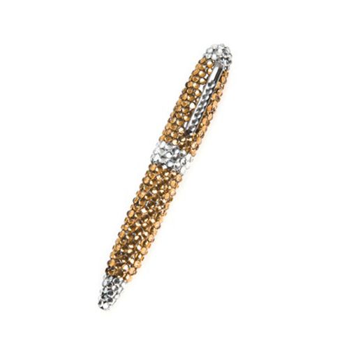 NEW BRONZE CRYSTAL RHINESTONE GEMSTONE ROLLER BALL PEN