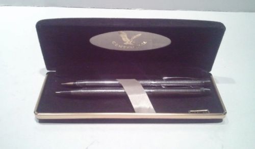 Vintage Centennial silver pen and mechanical pencil set in black velvet box