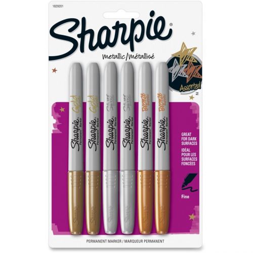 Sharpie metallic permanent markers, assorted, 6/pack fine san1829201 for sale