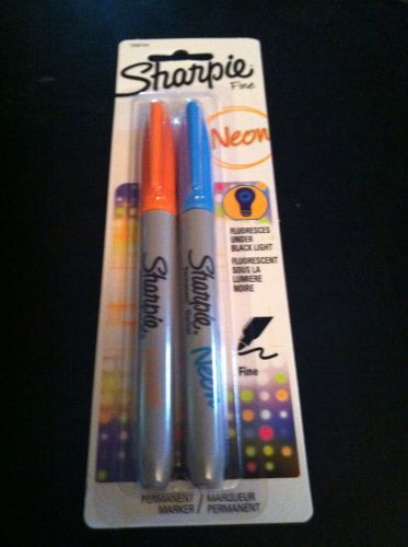 Sharpie Neon Markers ~ Orange &amp; Blue ~ 2 Pack School Or Office Supply