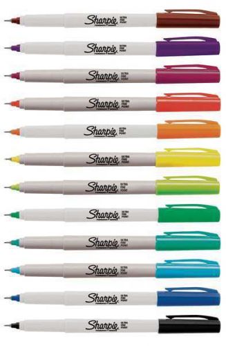 Sharpie Ultra Fine Point Permanent Markers, 12 Assorted Colored Markers #37175