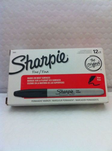 1 BOX SHARPIES FINE PT BLACK   12 CT BOX (Genuine sharpie 100%)