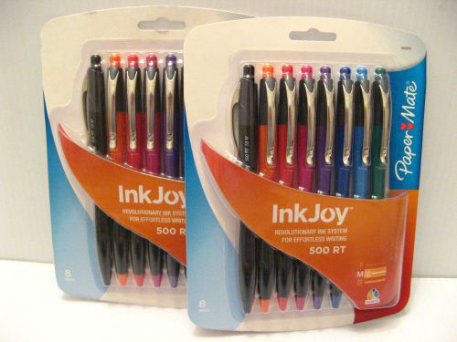 PAPERMATE INKJOY 500 RT RETRACTABLE ASSORTED COLOR 8 Pack 1.0mm 1803501 Lot of 2