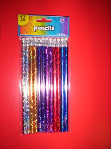 &#034;SATIN LOOK&#034; Wood Pencils #2-Assorted Colors &amp; 100 Glitter Foam Stickers