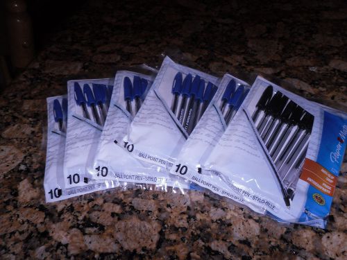 5 packages of 10 Paper Mate Cap pen with Blue ink &amp;1 Black ink