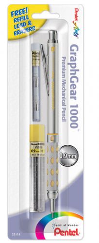 Pentel mechanical pencil 0.9 mm set-new w/ free super hi-polymer hb lead erasers for sale