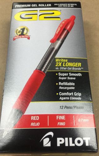 Pilot G2 Retractable Premium Gel Ink Roller Ball Pens, Fine Point, Red Ink, New