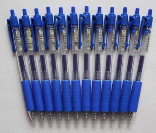 Aihao 12 pc 1 Pack Retractable Gel Ink Pen 0.5 mm Roller Ball Office Blue #489