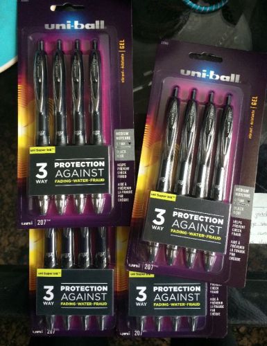 New Uni-Ball 207 SIGNO Gel Pen Medium Pack Lot Of 16 Black Pens 0.7 mm Nib