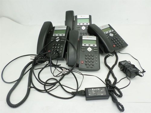 Lot of 4 polycom 4 phones soundpoint ip331 with extras for sale
