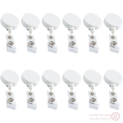 wholesale:Lot 12pc silver retractable ID card badge reel holder/belt roller clip