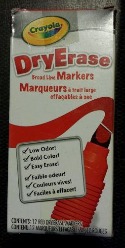 BOX OF 12 CRAYOLA DRY ERASE BROAD LINE MARKERS - RED NEW