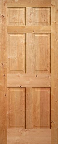 6 panel raised knotty alder traditional stainable solid core interior wood doors for sale