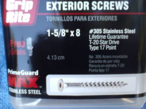 1-5/8&#034; x 8 stainless steel deck screws, #305, t-20 star drive, 5 LB.