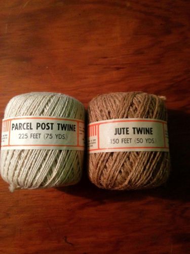 Two rolls of twine: 1 roll of jute twine &amp; 1 roll of parcel post twine for sale