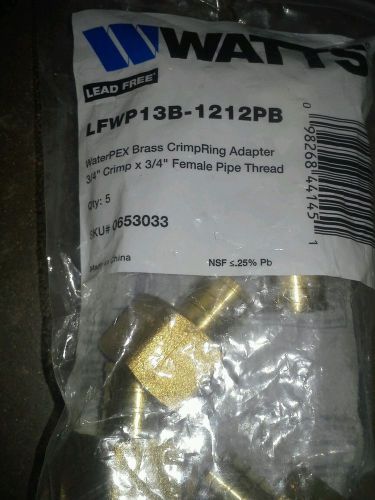 Watts LFWP13B-1212PB Brass PEX Female Adapter (FIP)-5PK 3/4X3/4 FML ADAPTER