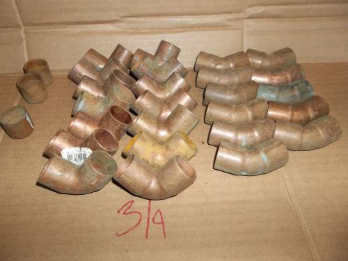 LOT 28 Qty total.  Copper L-Bows 90 degree 3/4&#034; and 45&#039;s &amp; caps
