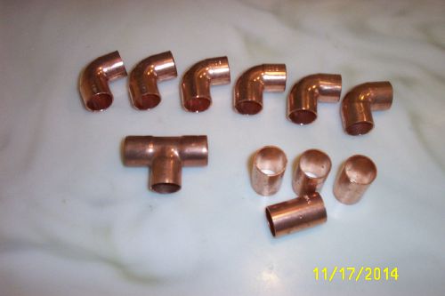 3/4&#034; SWEAT COPPER Elbows (6) Tee (1) Coupler (4) Total Lot of 11