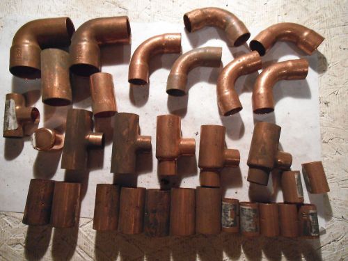 Mixed lot of (31) copper fittings 1/2&#034; 3/4&#034; sweat fitting copper pipe fitting for sale