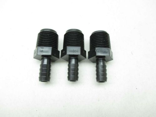LOT 3 NEW 1/2 IN NPT BARBED MALE HOSE PLASTIC CONNECTOR D449310