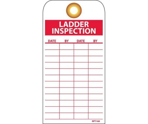 NMC RPT168G LADDER SAFETY - Inspection Tags 6&#034;X 3&#034; Unrip Vinyl W/ Grommet (25PK)