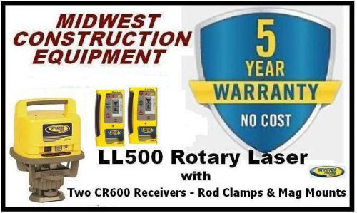 New trimble spectra precision ll500 rotary laser with two cr600 combo receivers for sale