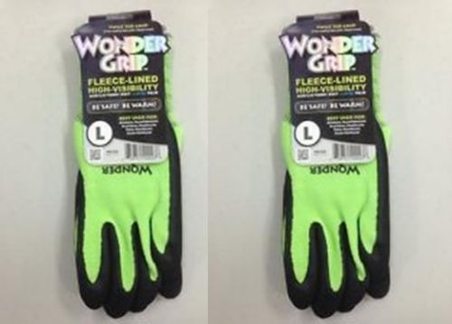 Large Wonder Grip Gloves, Fleece-Lined, High Visibility,Latex Palm