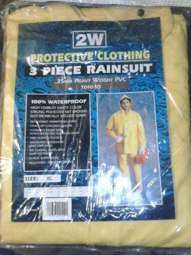 2W Protective Clothing 3 Piece Rainsuit .35mm heavy weight PVC XL