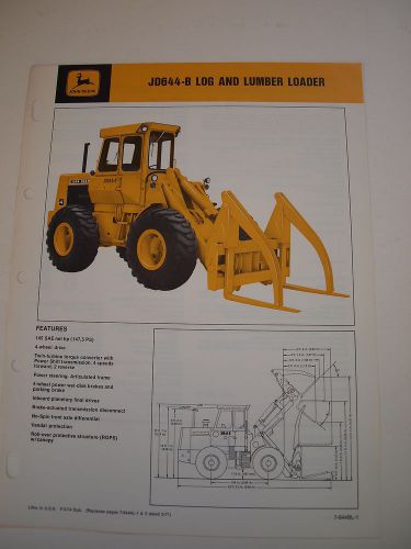 John Deere JD644-B JD 644 B 644B Wheel Loader Tractor Brochure &#039;74 Original MINT