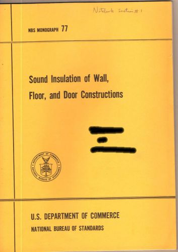 Sound Insulation of Wall, Floor, and Door Construction by RD Berendt &amp; E Winzer