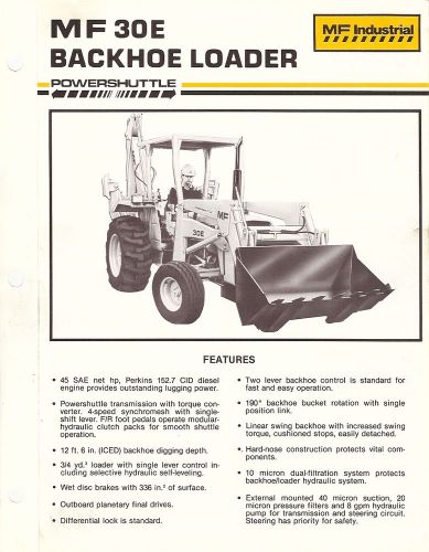 Equipment Brochure - Massey Ferguson - MF 30E - Backhoe Loader - c1985 (E1573)